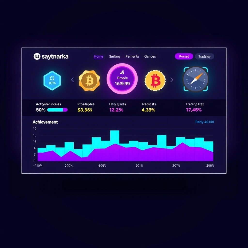 Gaming-style trading dashboard with achievements and levels